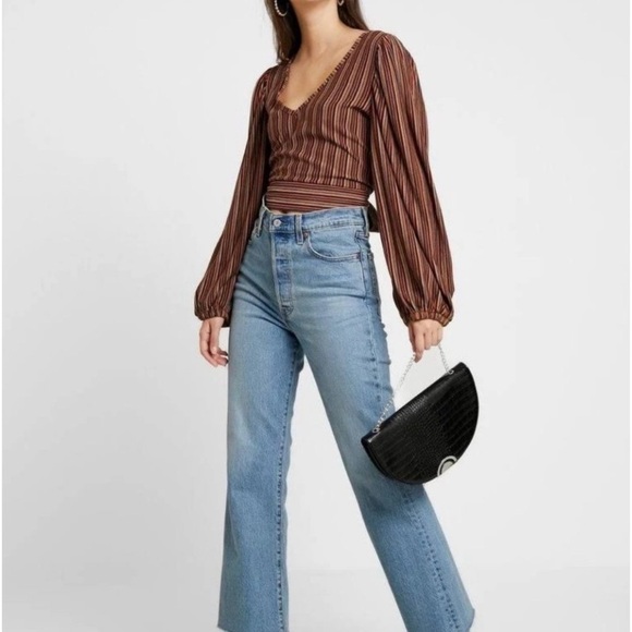 Free People Fall Nights Wrap Front Top Open Back Size Small - Picture 4 of 12